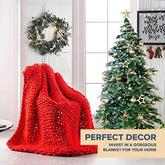 Lofaris Red Handmade Bearaby Weighted Chunky Knit Throw Blanket